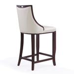 Emperor Wood Upholstered Barstool in Pearl White
