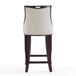 Emperor Wood Upholstered Barstool in Pearl White
