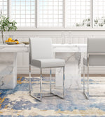 Element Metal Upholstered Barstool in Pearl White