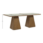 Atrium 78" Glass And Cane Top With Solid Wood Base Dining Table in Brown