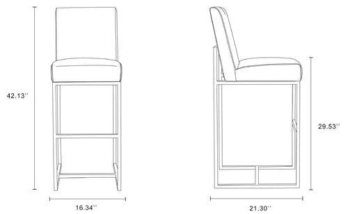 Element Metal Upholstered Barstool in Pearl White