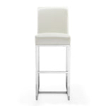 Element Metal Upholstered Barstool in Pearl White