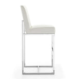 Element Metal Upholstered Barstool in Pearl White