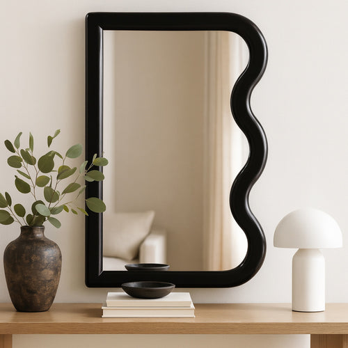 Winnie Poplar Wood Frame Mirror in Black
