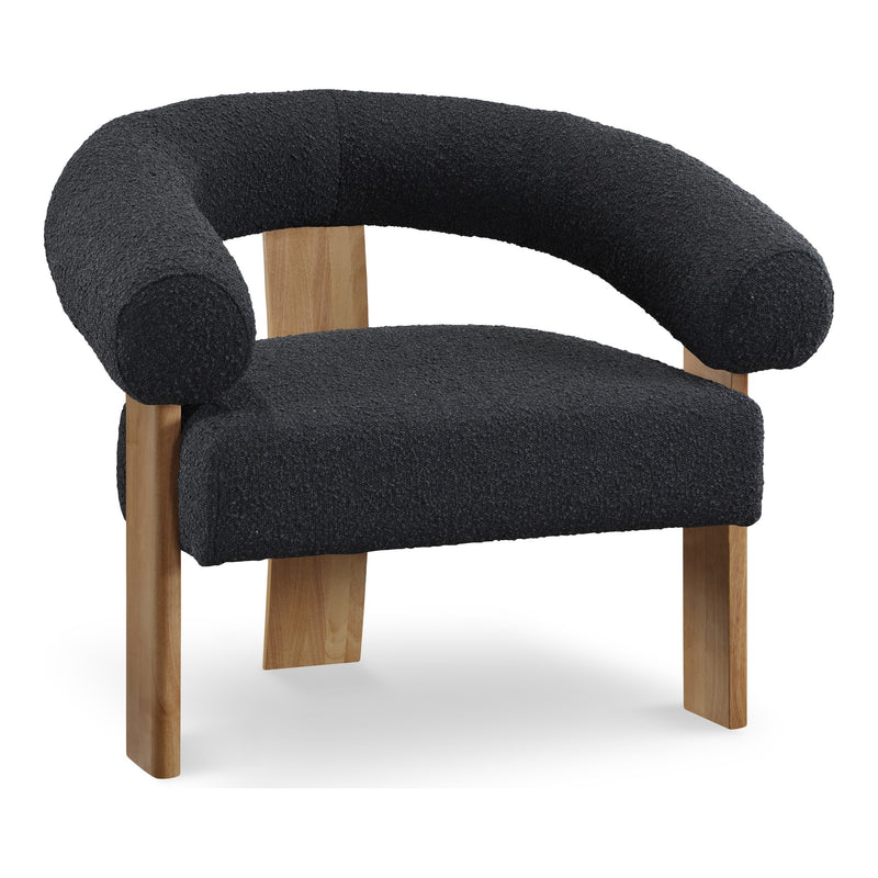 Winston Boucle Fabric Upholstered Accent Chair in Black
