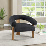 Winston Boucle Fabric Upholstered Accent Chair in Black