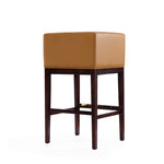 Kingsley Wood Upholstered Barstool in Camel