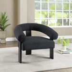 Winston Boucle Fabric Upholstered Accent Chair in Black