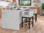 Kingsley Wood Upholstered Barstool in Ivory