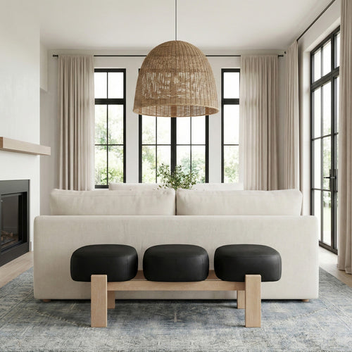 Woodcrest Vegan Leather Upholstered Bench in Black