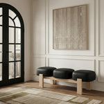 Woodcrest Vegan Leather Upholstered Bench in Black
