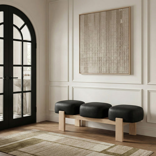 Woodcrest Vegan Leather Upholstered Bench in Black