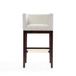 Kingsley Wood Upholstered Barstool in Ivory