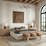 Woodcrest Vegan Leather Upholstered Bench in Cognac