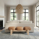 Woodcrest Vegan Leather Upholstered Bench in Cognac