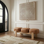Woodcrest Vegan Leather Upholstered Bench in Cognac