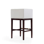 Kingsley Wood Upholstered Barstool in Ivory