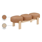 Woodcrest Vegan Leather Upholstered Bench in Cognac