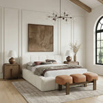 Woodcrest Vegan Leather Upholstered Bench in Cognac