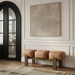 Woodcrest Vegan Leather Upholstered Bench in Cognac