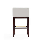 Kingsley Wood Upholstered Barstool in Ivory