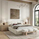 Woodcrest Vegan Leather Upholstered Bench in Cream