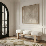 Woodcrest Vegan Leather Upholstered Bench in Cream