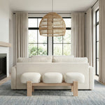Woodcrest Vegan Leather Upholstered Bench in Cream