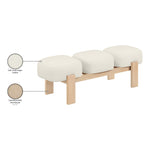 Woodcrest Vegan Leather Upholstered Bench in Cream