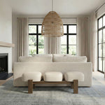 Woodcrest Vegan Leather Upholstered Bench in Cream
