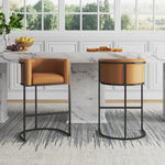 Cosmopolitan Metal Upholstered Barstool in Camel