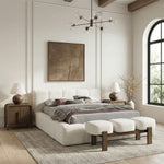 Woodcrest Vegan Leather Upholstered Bench in Cream