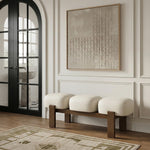 Woodcrest Vegan Leather Upholstered Bench in Cream