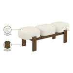 Woodcrest Vegan Leather Upholstered Bench in Cream