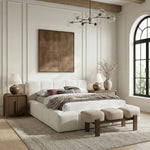 Woodcrest Vegan Leather Upholstered Bench in Beige