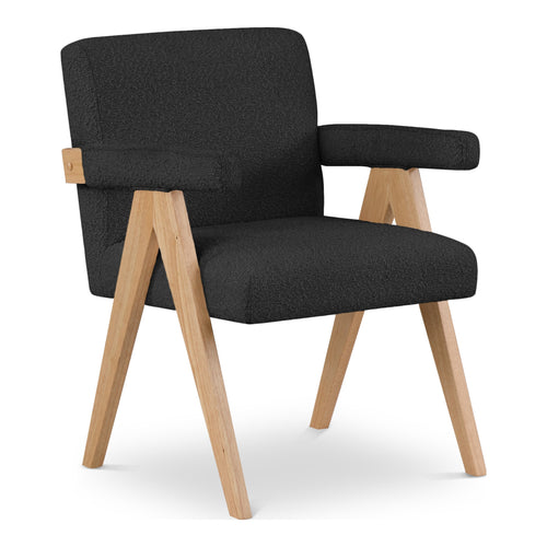 Woodloch Boucle Fabric Upholstered Accent Chair in Black