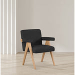 Woodloch Boucle Fabric Upholstered Accent Chair in Black
