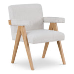 Woodloch Boucle Fabric Upholstered Accent Chair in Cream
