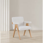 Woodloch Boucle Fabric Upholstered Accent Chair in Cream