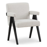 Woodloch Boucle Fabric Upholstered Accent Chair in Cream