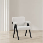 Woodloch Boucle Fabric Upholstered Accent Chair in Cream