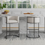 Cosmopolitan Metal Upholstered Barstool in Cream