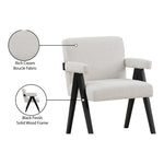 Woodloch Boucle Fabric Upholstered Accent Chair in Cream