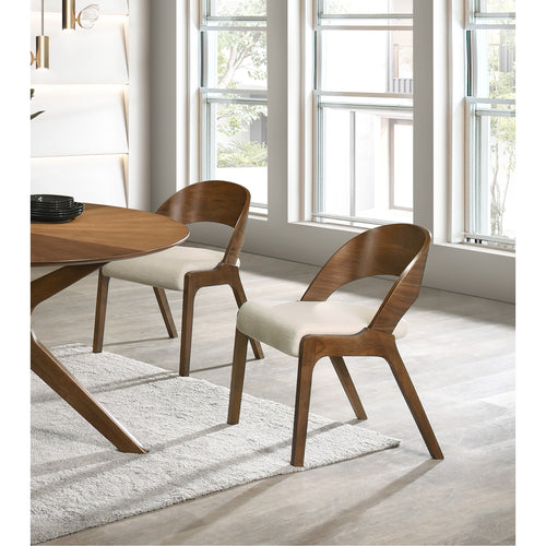 Woodson Linen Textured Fabric Upholstered Dining Chair in Beige