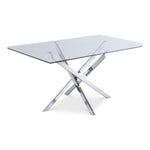 Xander 60" Glass Top And Steel Base Dining Table in Chrome