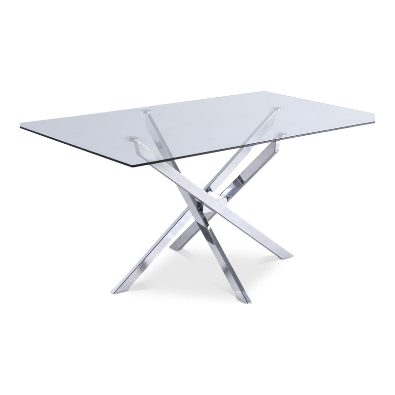 Xander 60" Glass Top And Steel Base Dining Table in Chrome