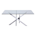Xander 60" Glass Top And Steel Base Dining Table in Chrome