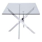 Xander 60" Glass Top And Steel Base Dining Table in Chrome