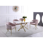 Xander 60" Glass Top And Steel Base Dining Table in Gold