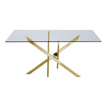 Xander 60" Glass Top And Steel Base Dining Table in Gold
